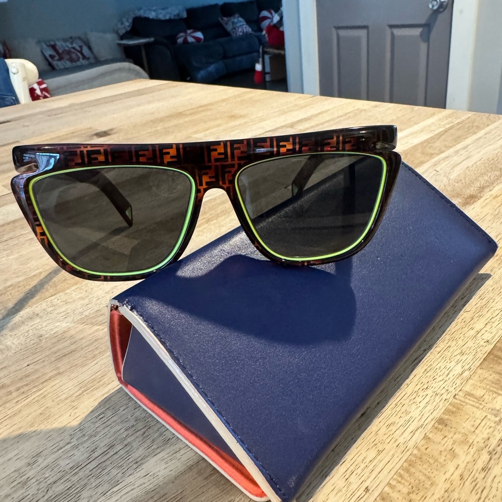 Fendi Brown Sunglasses with Green Trim